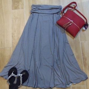 Gray Diamond Print Full Maxi Skirt